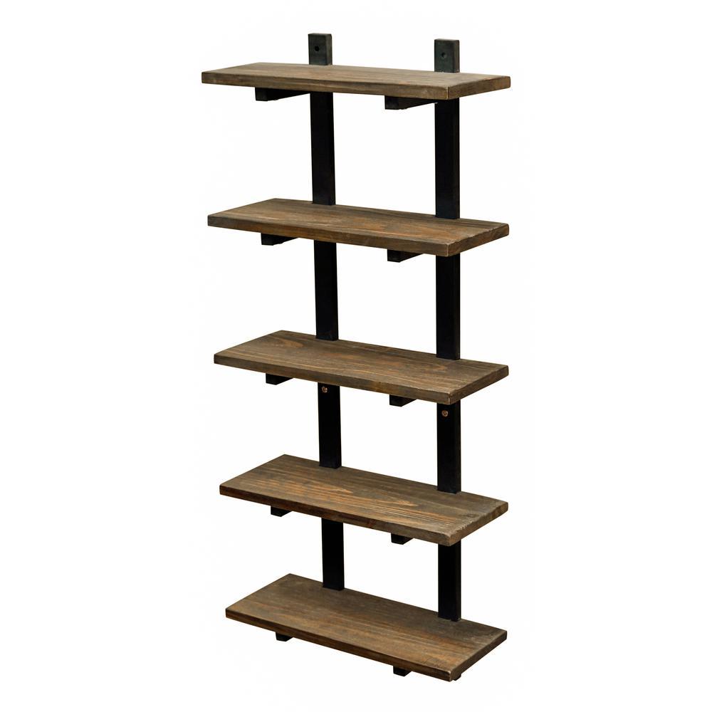 Pomona 20 in. W Wall Mounted 5-Tier Bath Shelf with Metal Frame and Solid Wood - Super Arbor