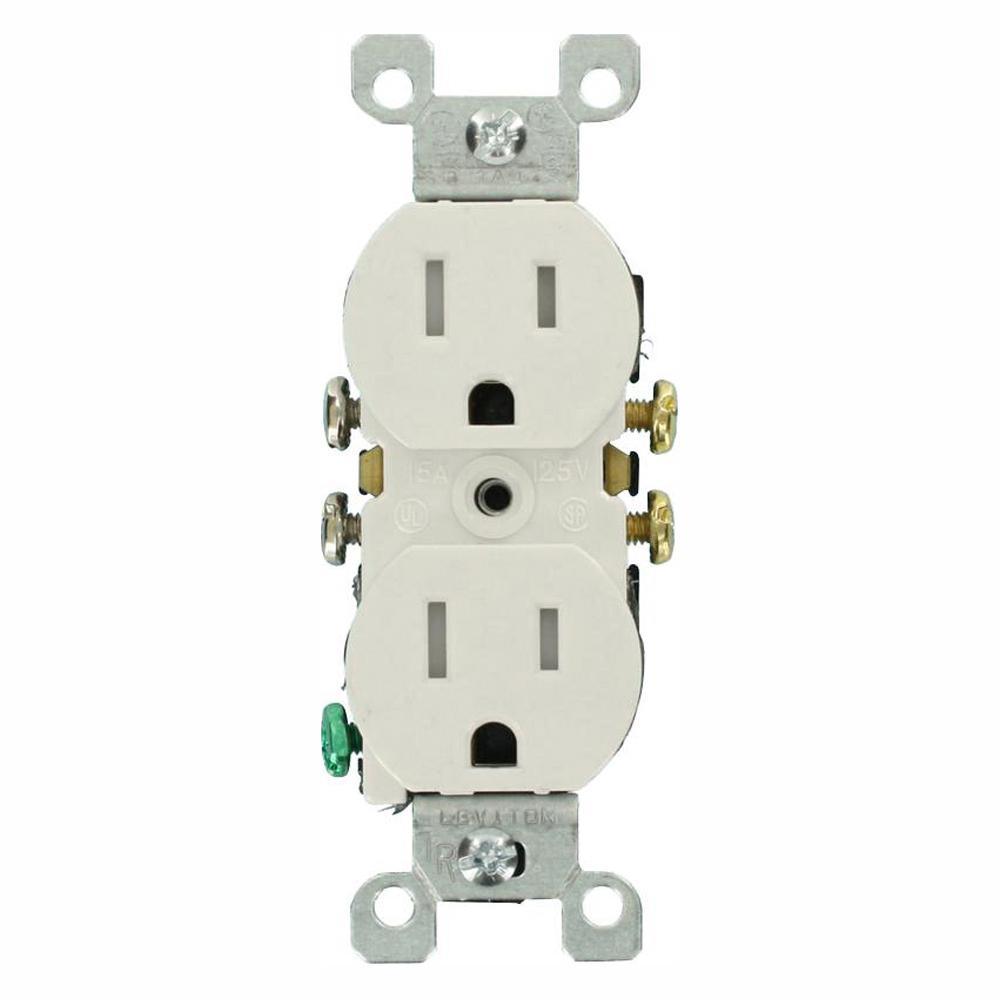 15 Amp Tamper-Resistant Duplex Outlet, White (10-Pack) - Super Arbor