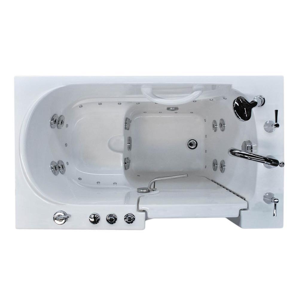 Rampart 3.9 ft. Walk-in Whirlpool and Air Bathtub with 4 in. Tile Easy Up Adhesive Wall Surround in White - Super Arbor