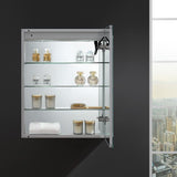 Spazio 24 in. W x 30 in. H Recessed or Surface Mount Medicine Cabinet with LED Lighting, Mirror Defogger and Right Hinge