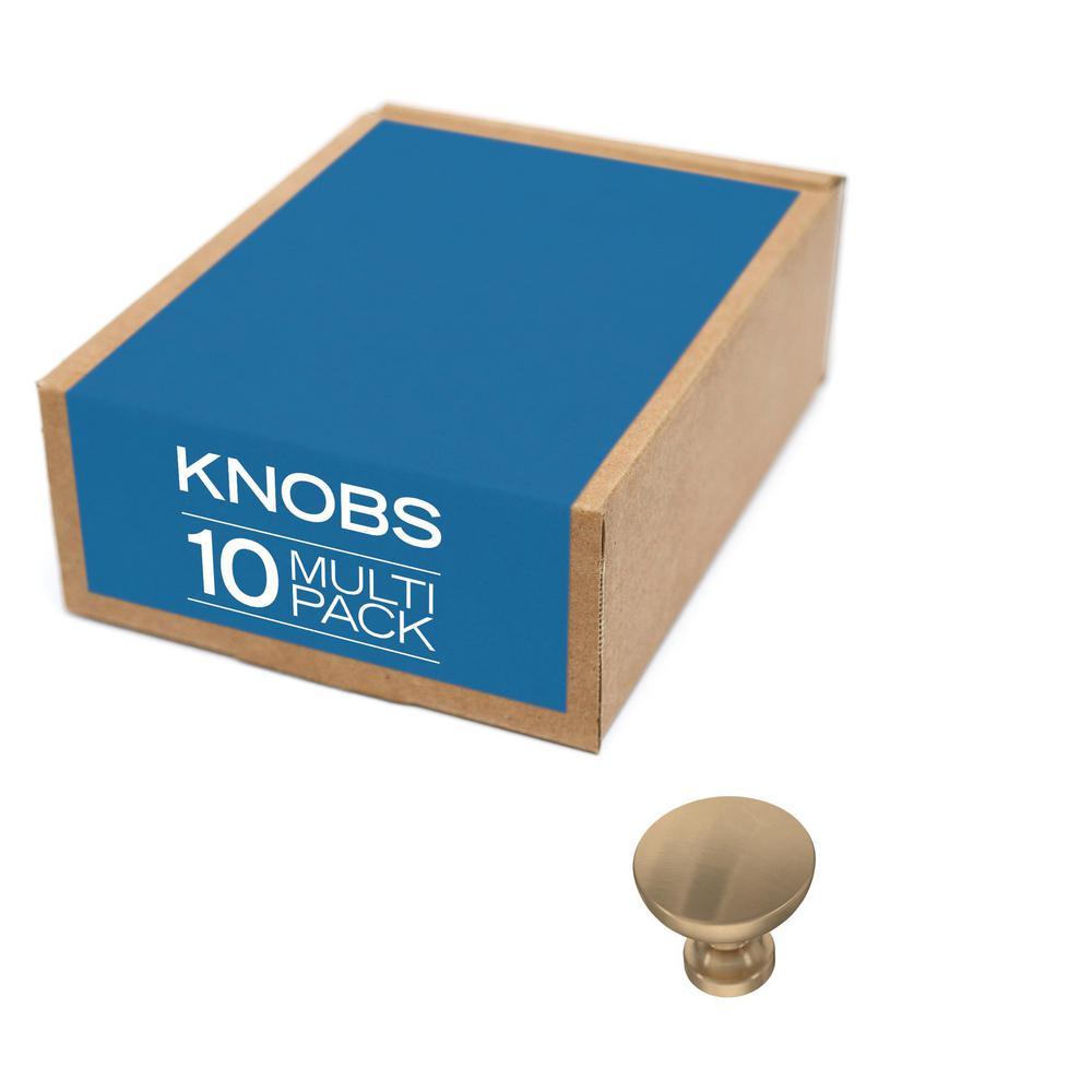 1-1/8 in. (29 mm) Champagne Bronze Flat Top Round Cabinet Knob (10-Pack) - Super Arbor