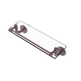 Remi Collection 16 in. Glass Vanity Shelf with Gallery Rail in Satin Nickel - Super Arbor