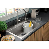 Lyric Dual Mount Workstation Stainless Steel 33 in 4-Hole Single Bowl Kitchen Sink with Integrated Ledge and Accessories - Super Arbor