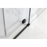 60 in. - 64 in. x 34 in. x 80 in. Frameless Corner Sliding Shower Enclosure Clear Glass in Oil Rubbed Bronze Left - Super Arbor