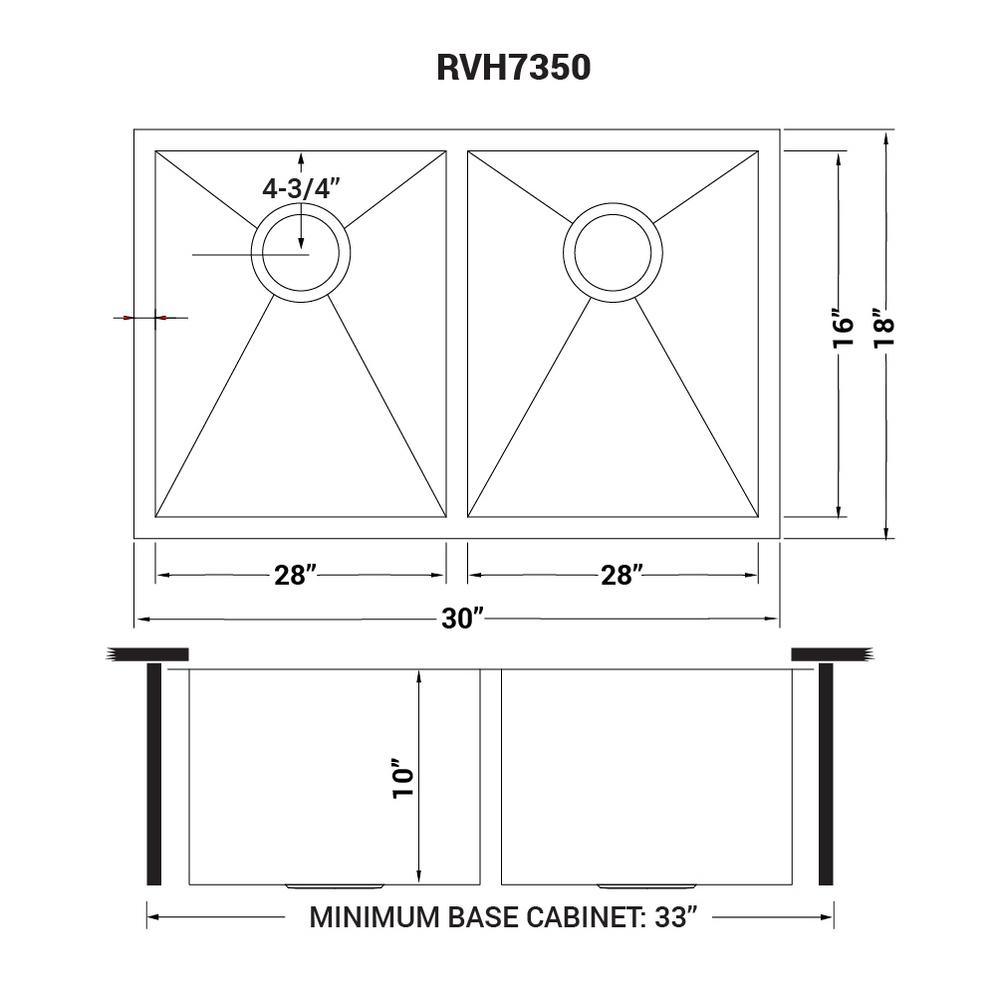 Undermount Stainless Steel 30 in. 16-Gauge 50/50 Double Bowl Kitchen Sink - Super Arbor