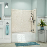 Elite 32 in. x 60 in. x 60 in. 9-Piece Easy Up Adhesive Tub Surround in Calacatta White - Super Arbor