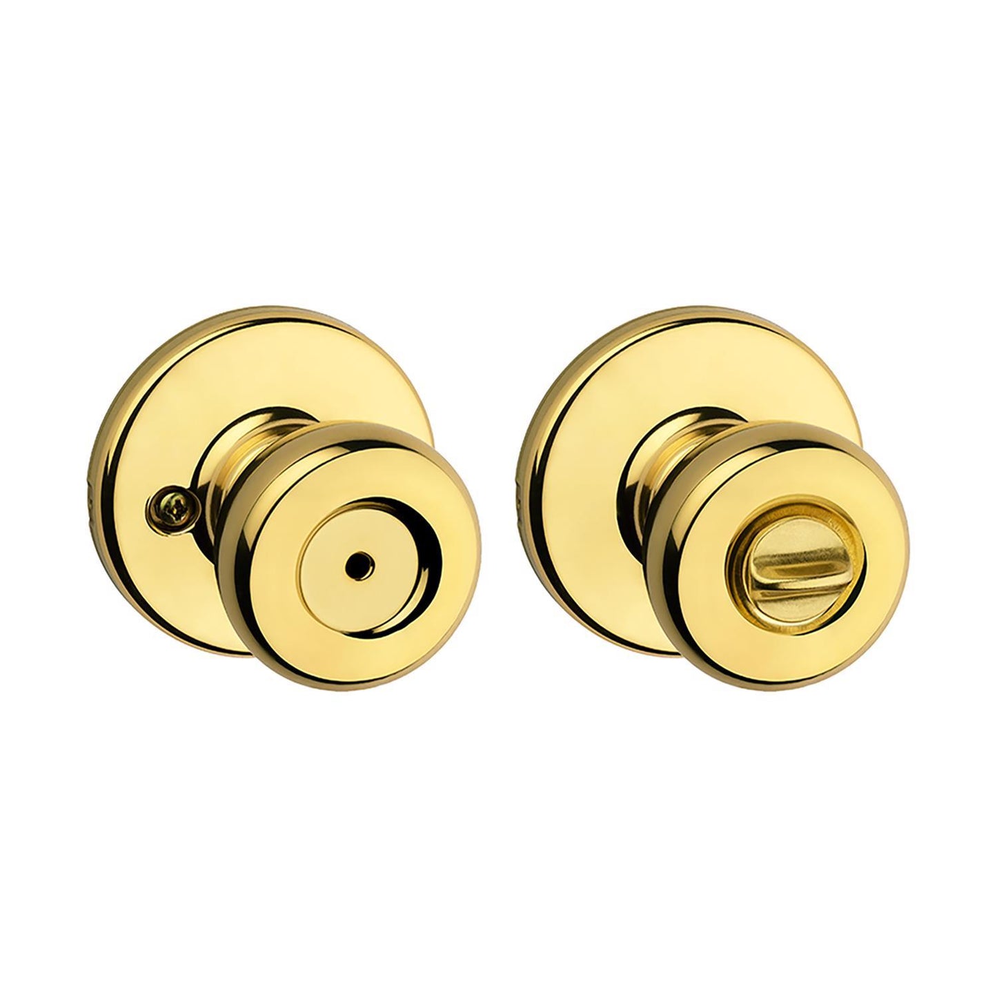 Kwikset Tylo Polished Brass Privacy Knob, Universal Left/Right Handed