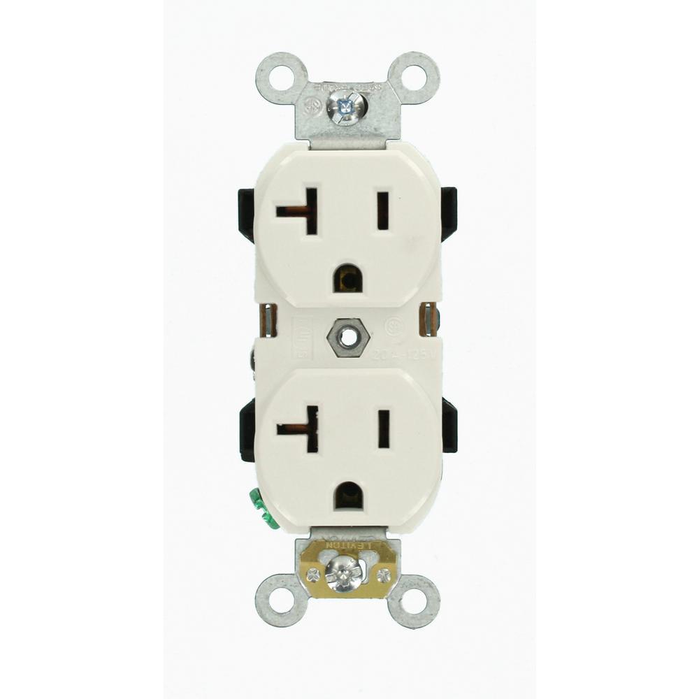 20 Amp Industrial Grade Heavy Duty Self Grounding Duplex Outlet, Ivory - Super Arbor