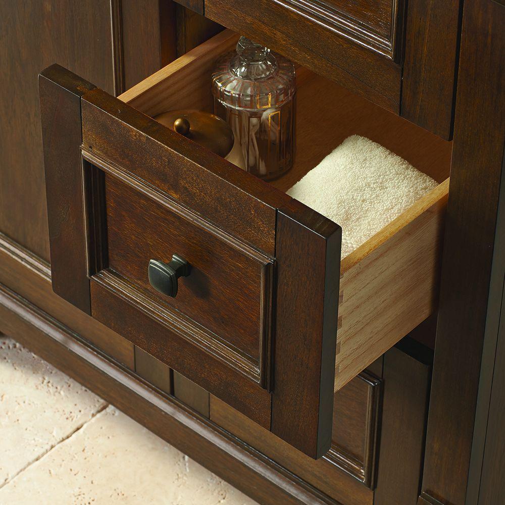 Creedmoor 36 in. W Bath Vanity Cabinet Only in Walnut with Left Hand Drawers - Super Arbor