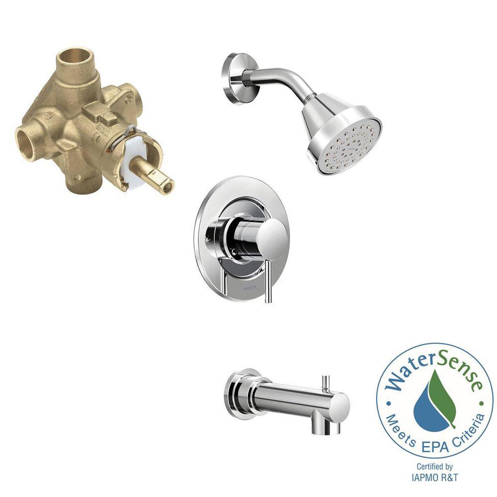 Align Single-Handle 1-Spray Posi-Temp Tub and Shower Faucet Trim Kit with Valve in Chrome (Valve Included) - Super Arbor