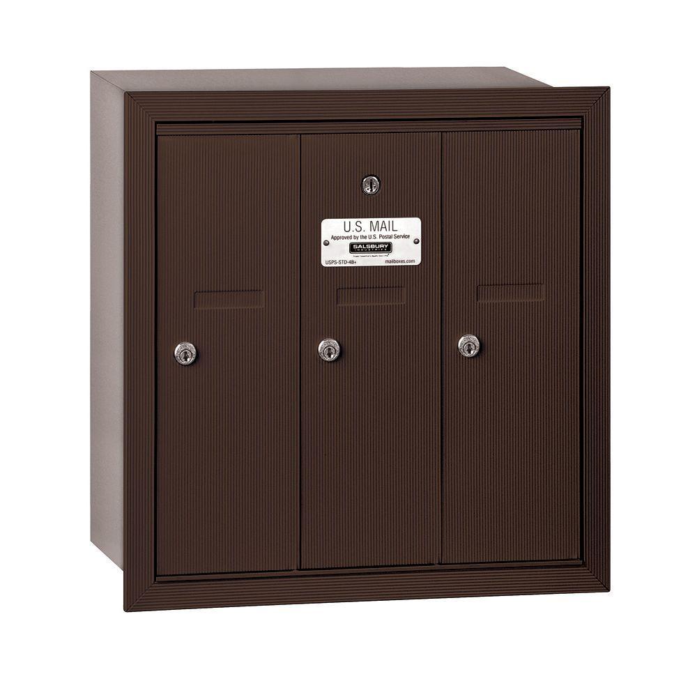 3500 Series Aluminum Recessed-Mounted Private Vertical Mailbox with 3 Doors - Super Arbor