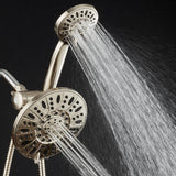 48-spray 7 in. Dual Shower Head and Handheld Shower Head with Body spray in Brushed Nickel - Super Arbor