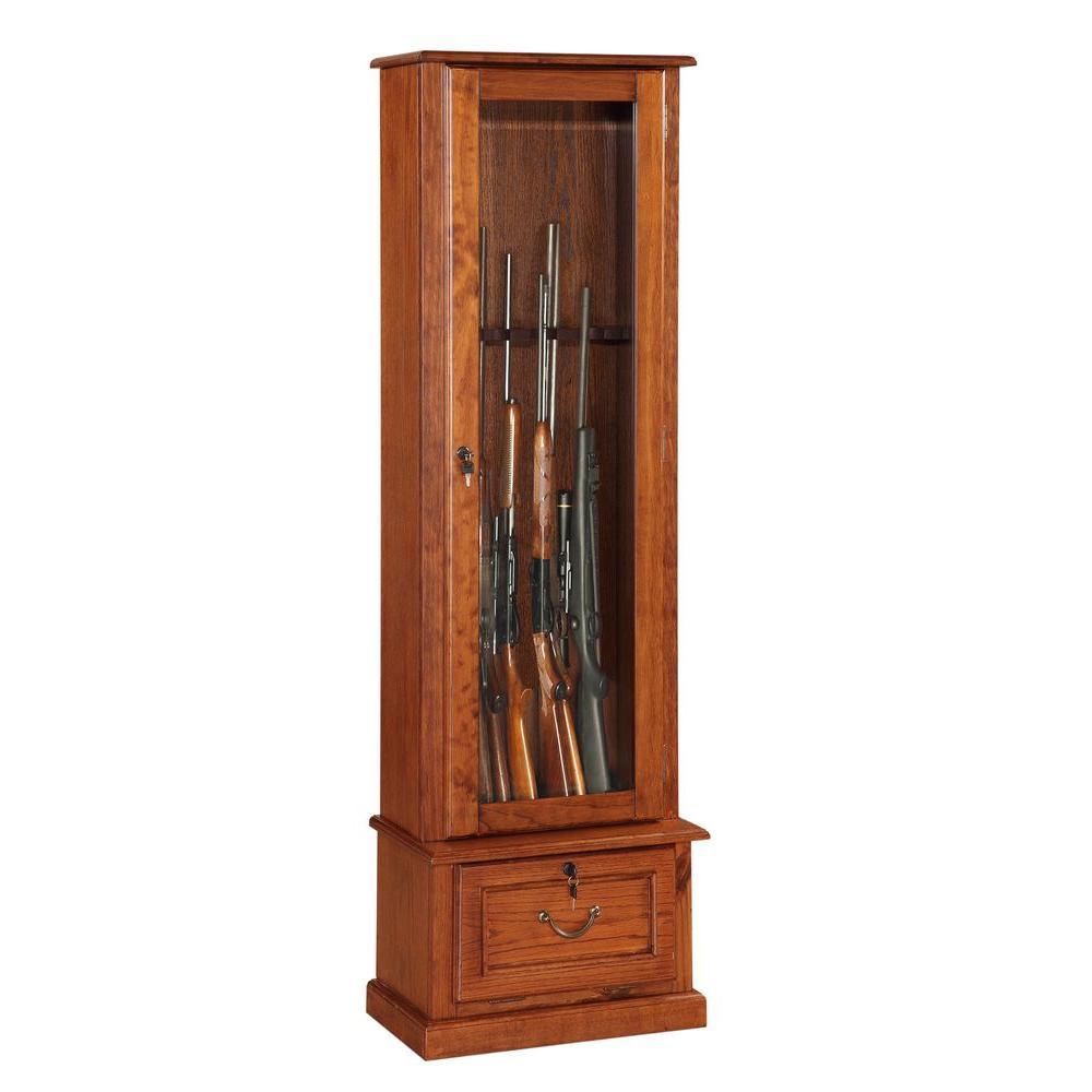 8 Gun Key Locking Gun Cabinet in Brown - Super Arbor