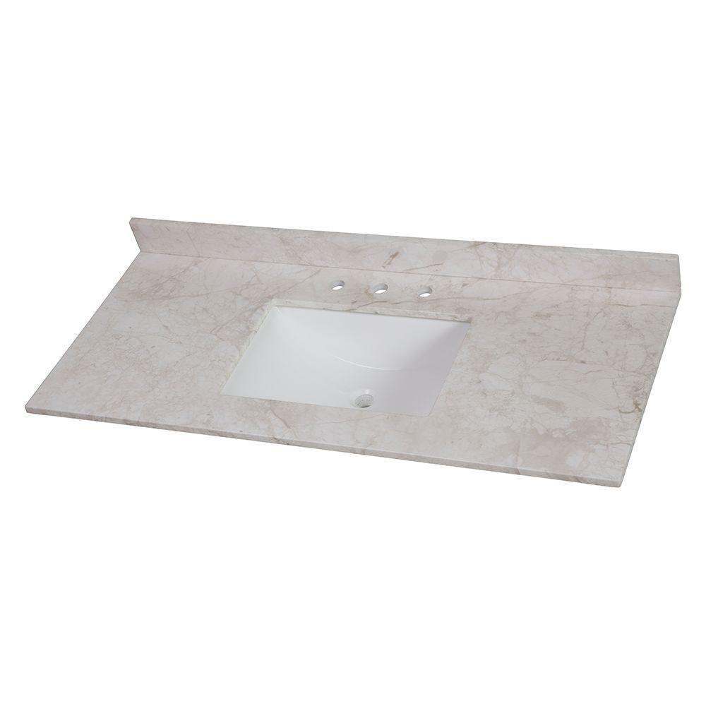 37 in. W x 22 in. D Stone Effects Vanity Top in Cold Fusion with White Sink - Super Arbor
