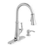 Touchless LED Single-Handle Pull-Down Sprayer Kitchen Faucet with Soap Dispenser in Stainless Steel - Super Arbor