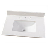 61 in. W Engineered Marble Single Sink Vanity Top in Winter White with White Trough Sink - Super Arbor