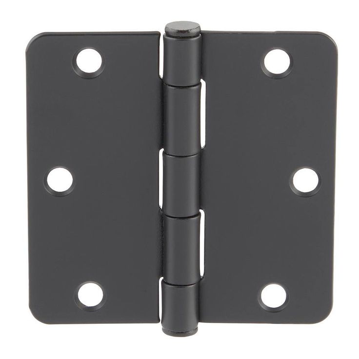 3-1/2 in. and 1/4 in. Radius Matte Black Smooth Action Hinge (3-Pack)