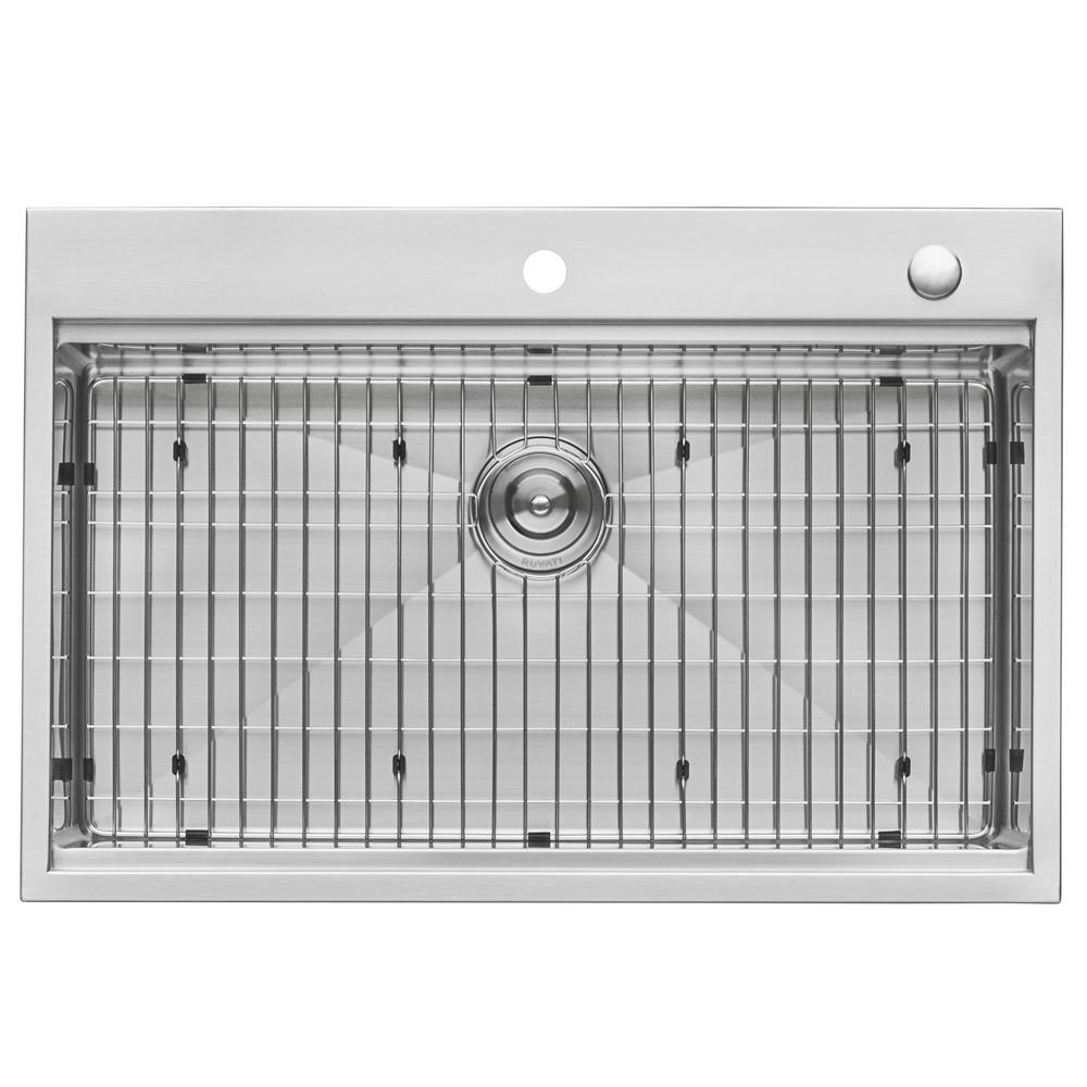 Drop-In Stainless Steel 33 in. Workstation Ledge Topmount Kitchen Sink 16-Gauge Single Bowl - Super Arbor