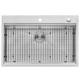Drop-In Stainless Steel 33 in. Workstation Ledge Topmount Kitchen Sink 16-Gauge Single Bowl - Super Arbor