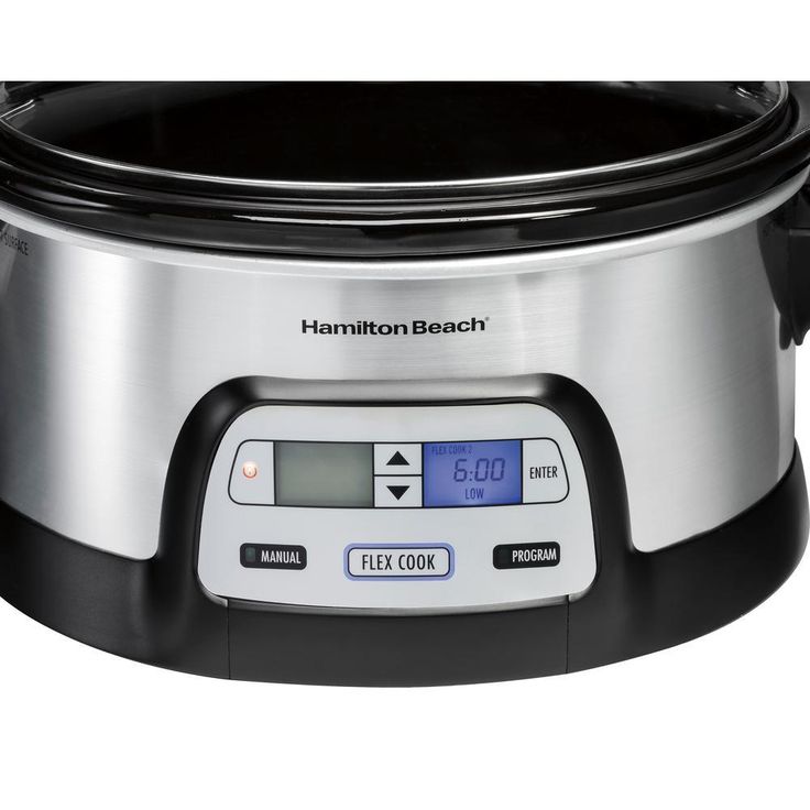 FlexCook 6 Qt. Silver Programmable Slow Cooker with Temperature Controls