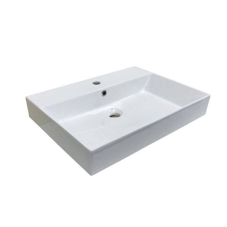 WS Bath Collections Energy 60 Wall Mount/Vessel Bathroom Sink in Ceramic White without Faucet Hole