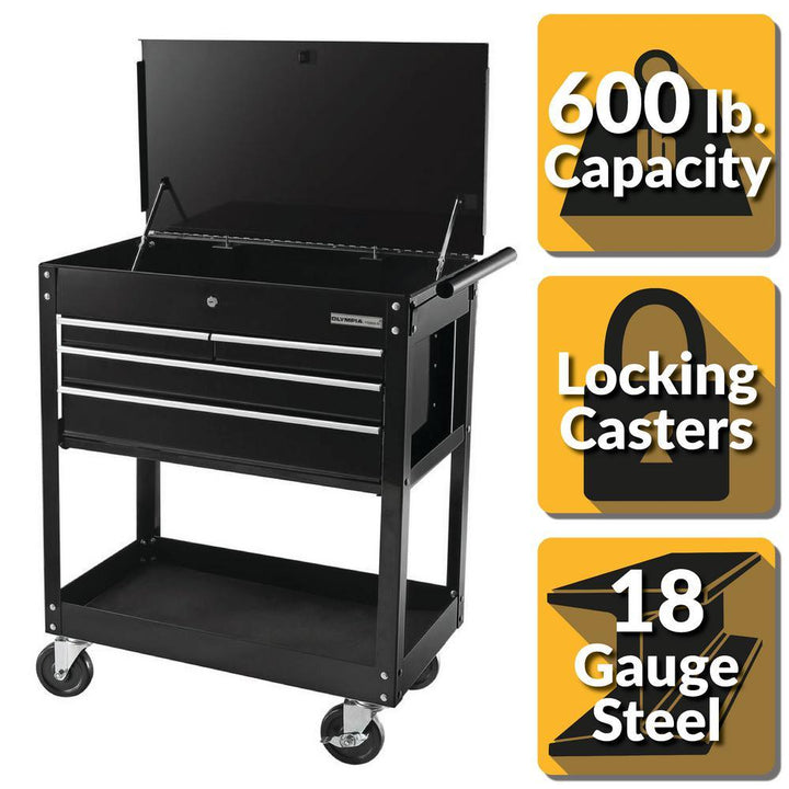 30 in. 4-Drawer Roller Cabinet Tool Chest in Black - Super Arbor