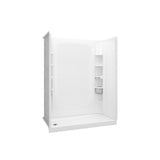 STORE+ 30 in. x 60 in. Single Threshold Left-Hand Shower Base with Shower Walls and 12-Piece Accessory Kit in White - Super Arbor