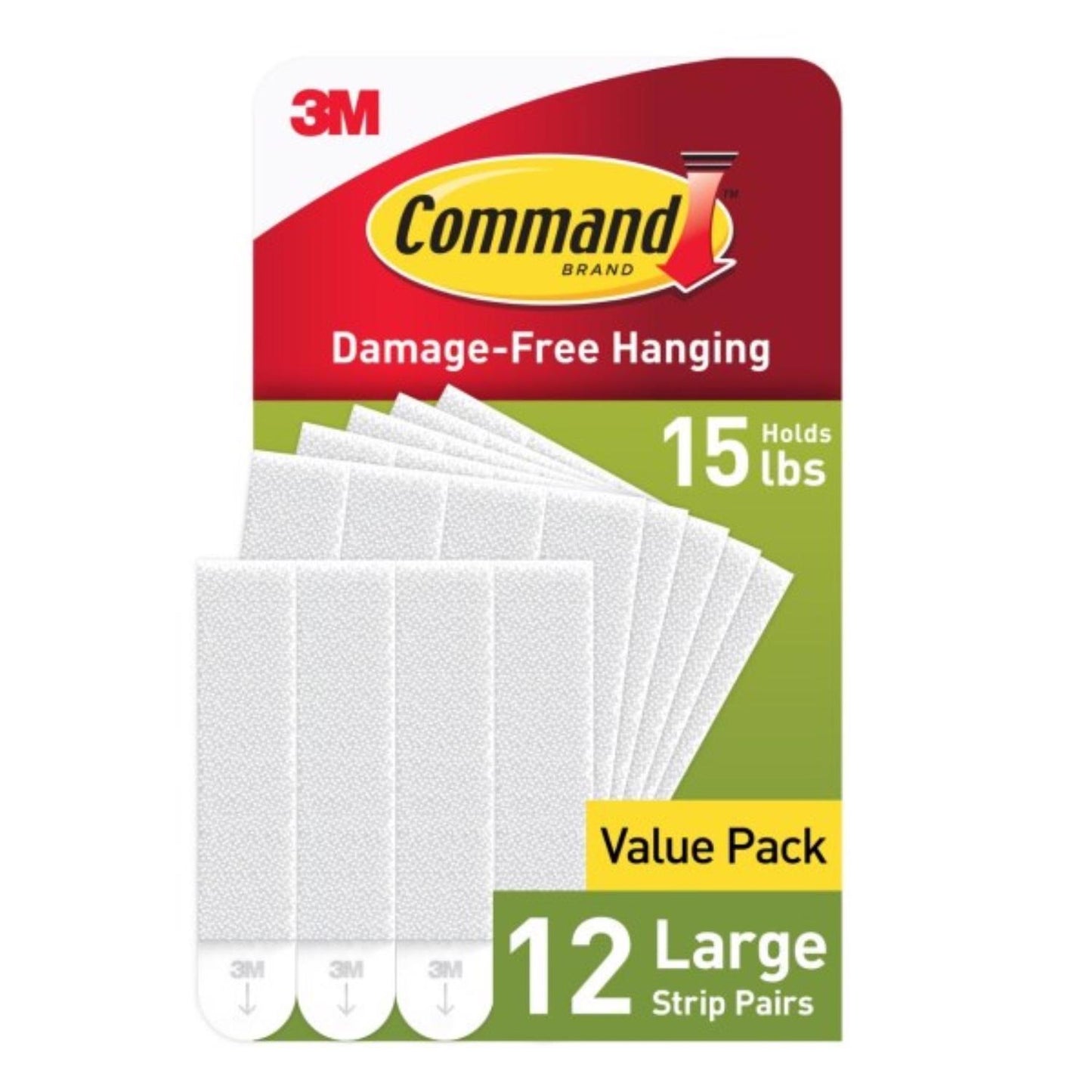 3M Command White Large Picture Hanging Strips, 16 lb Hold, 12 Pack