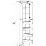 Home Decorators Collection Washington Veiled Gray Plywood Shaker Assembled Utility Pantry Kitchen Cabinet 4 ROT Sft Cls 24 in W x 24 in D x 90 in H