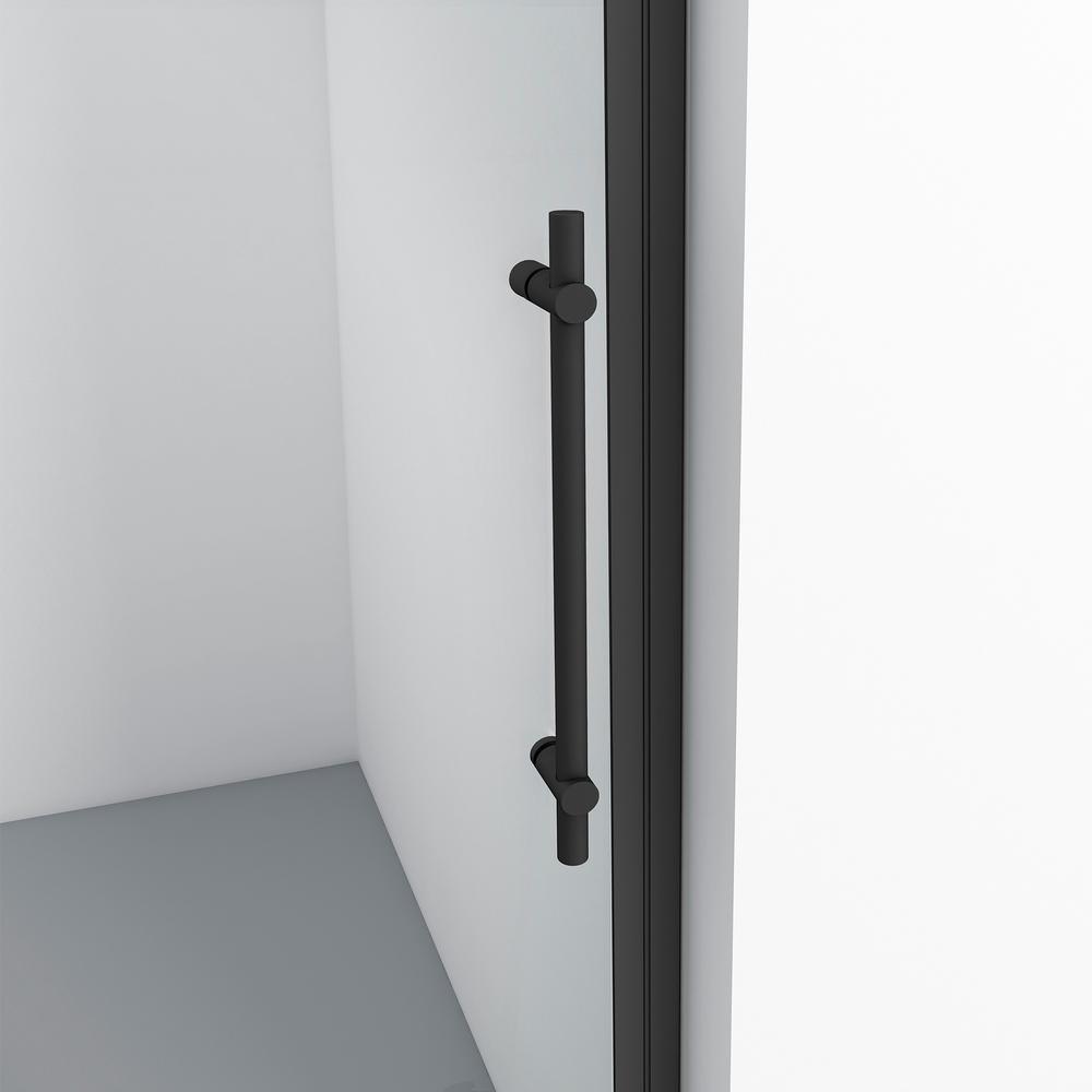 60 in. W x 59 in. H Sliding Frameless Bathtub Door in Matte Black with Clear Glass and Handle - Super Arbor