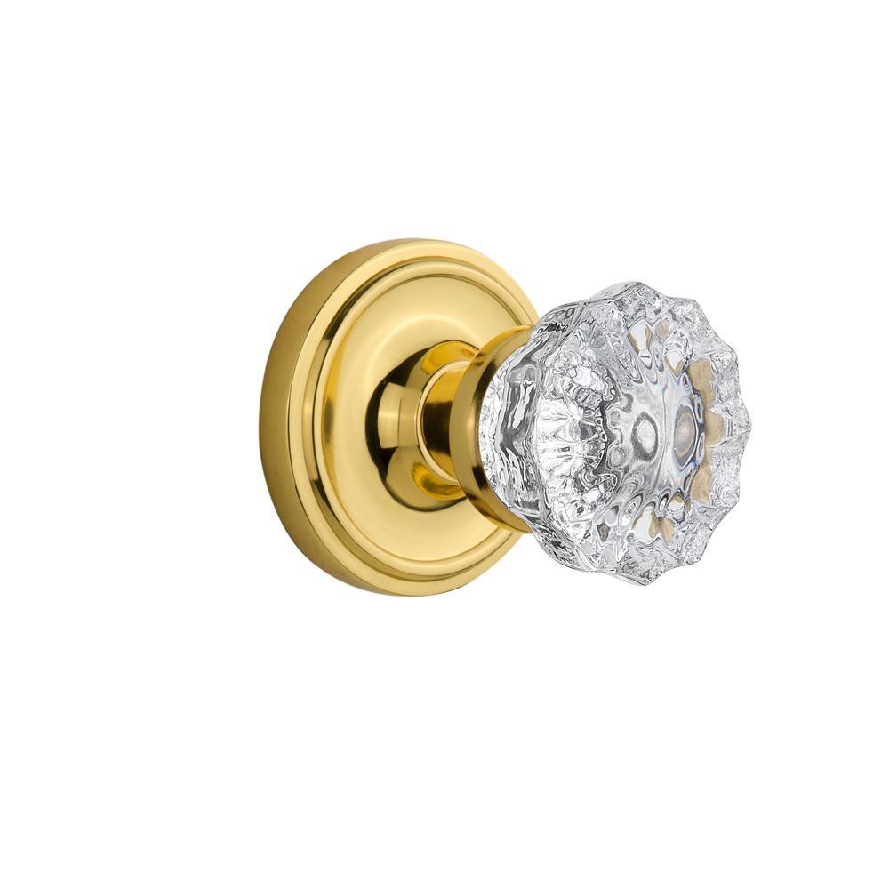 Classic Rosette 2-3/8 in. Backset Satin Nickel Privacy Bed/Bath Crystal Glass Door Knob - Super Arbor