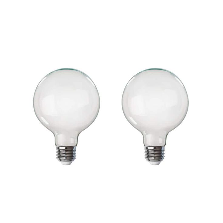 Feit Electric 100-Watt Equivalent G40 Dimmable LED White Glass Vintage Edison Light Bulb With Spiral Filament Soft White (2-Pack)