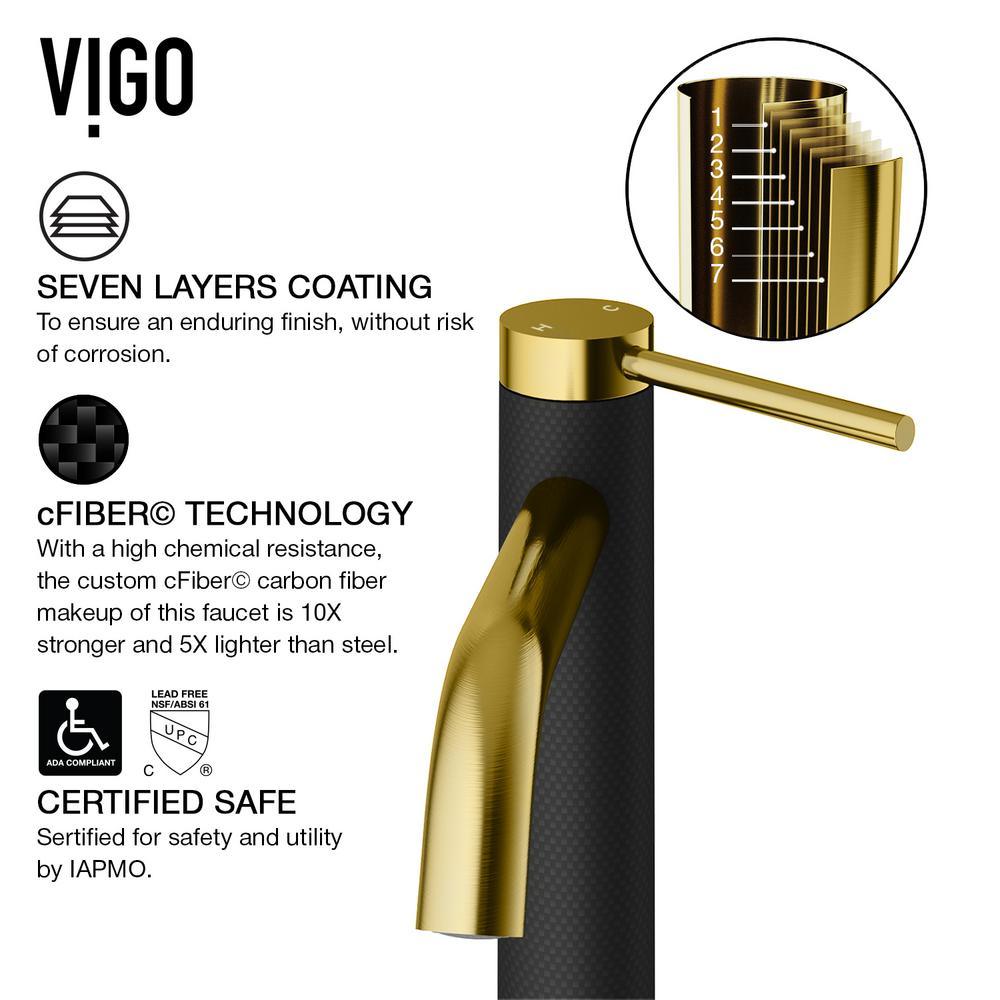 MatteShell Rectangular Vessel Bathroom Sink in Black and Lexington cFiber Faucet in Matte Gold/Matte Black - Super Arbor