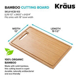 19.5 in. x 12 in. Rectangle Organic Solid Bamboo Cutting Board for Kitchen Sink