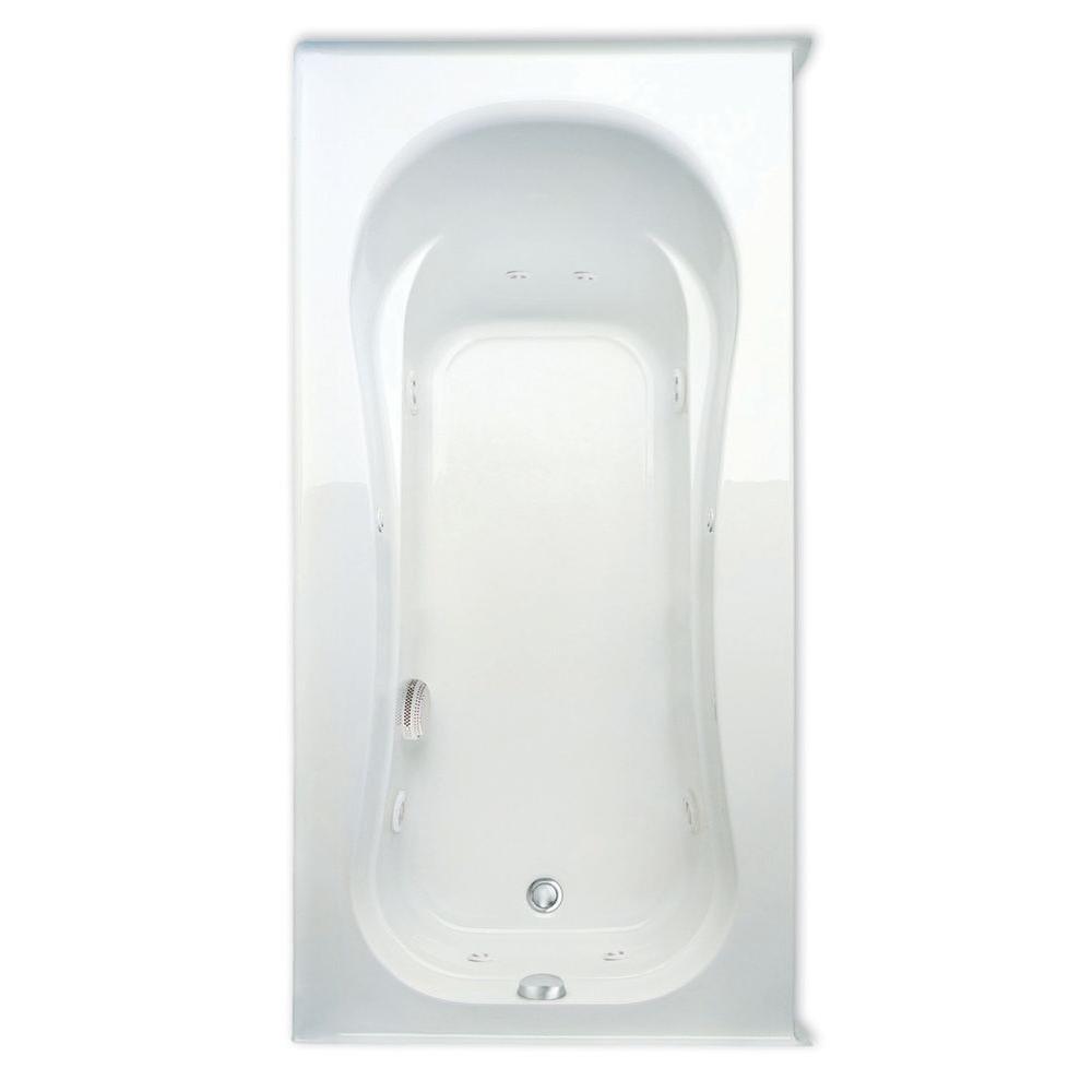 Vecelli 72 in. Acrylic Right Drain Rectangular Alcove Whirlpool Bathtub with Heater in White - Super Arbor