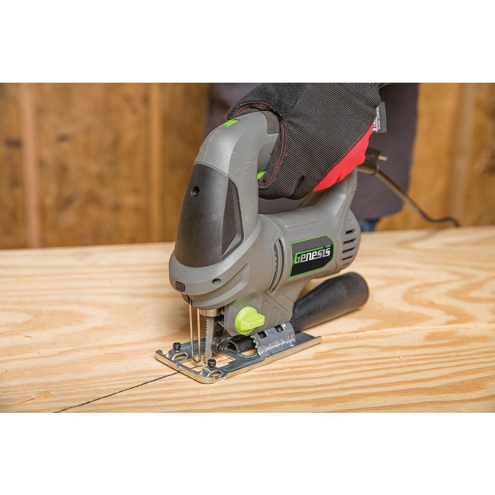 5.0 Amp Variable Speed Jig Saw with Quick-Change, 4-Position Orbit, Adjustable Base, Rip Guide and Blades - Super Arbor