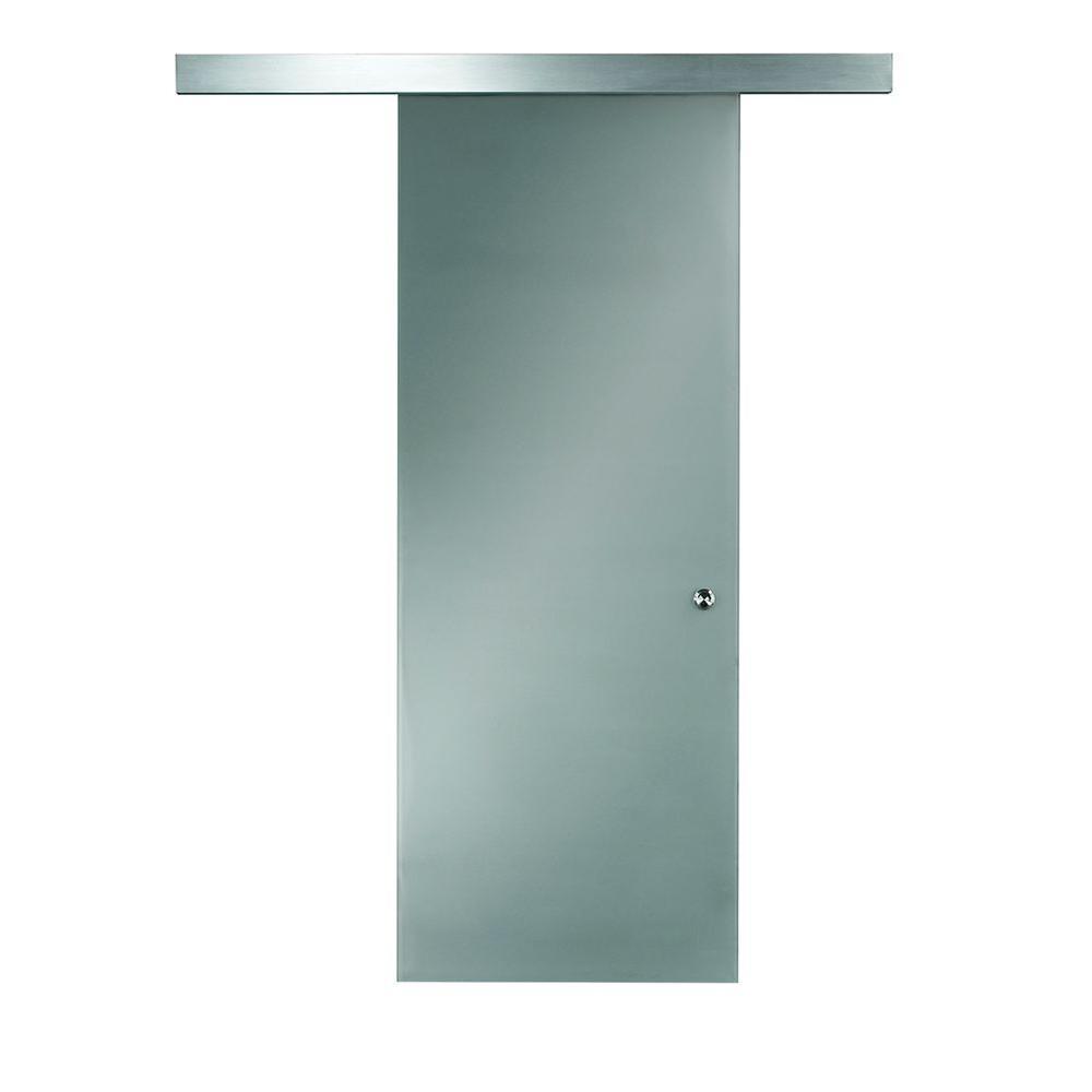 38 in. x 81 in. Glass Sliding Barn Door with Hardware Kit - Super Arbor
