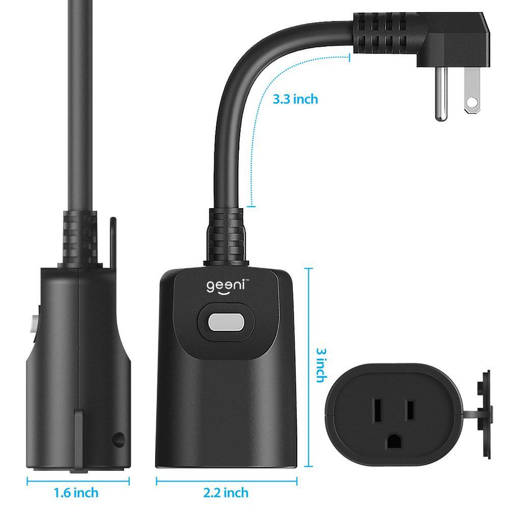 15 Amp Outdoor Smart Wi-Fi Plug, Black - Super Arbor