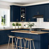 Home Decorators Collection Grayson 27 in. W x 12 in. D x 18 in. H Assembled Plywood Wall Bridge Kitchen Cabinet in Mythic Blue with Soft Close