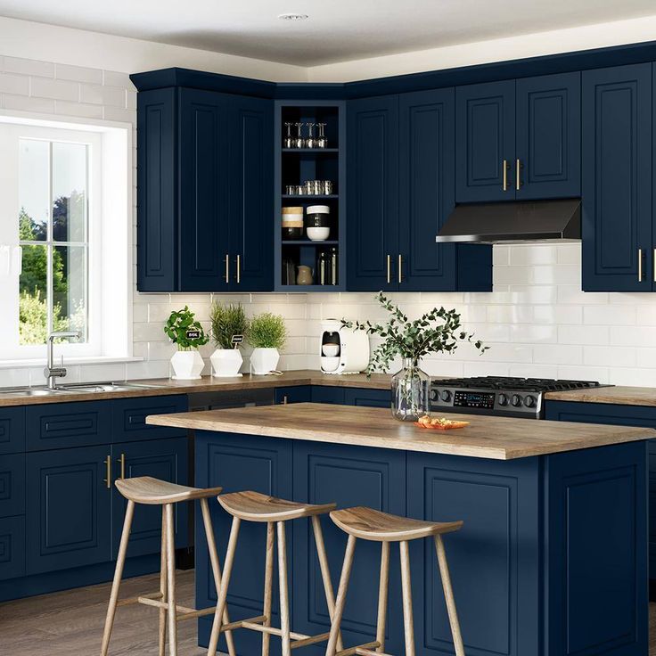 Home Decorators Collection Grayson 27 in. W x 12 in. D x 24 in. H Assembled Plywood Wall Bridge Kitchen Cabinet in Mythic Blue with Soft Close