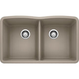 DIAMOND Undermount Granite Composite 32.06 in. 50/50 Double Bowl Kitchen Sink in White - Super Arbor