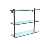 16 in. L x 15 in. H x 5 in. W 3-Tier Clear Glass Bathroom Shelf in Antique Pewter - Super Arbor
