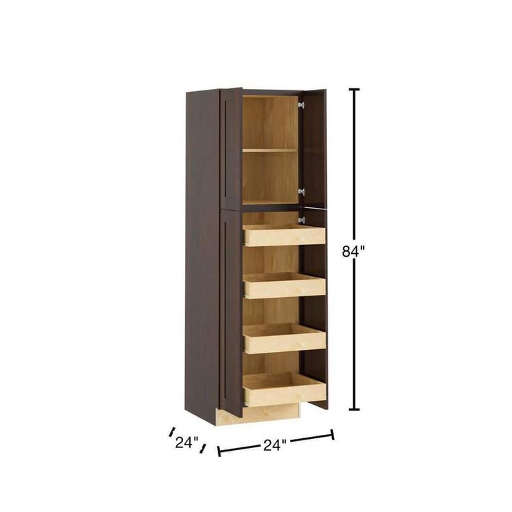 Home Decorators Collection Newport 24 in. W x 24 in. D x 84 in. H Assembled Plywood Pantry Kitchen Cabinet in Manganite with 4ROT Soft Close