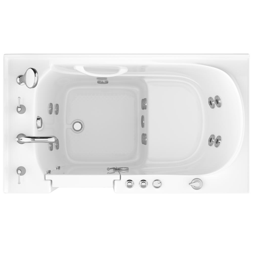HD Series 53 in. Left Drain Quick Fill Walk-In Whirlpool Bath Tub with Powered Fast Drain in White - Super Arbor