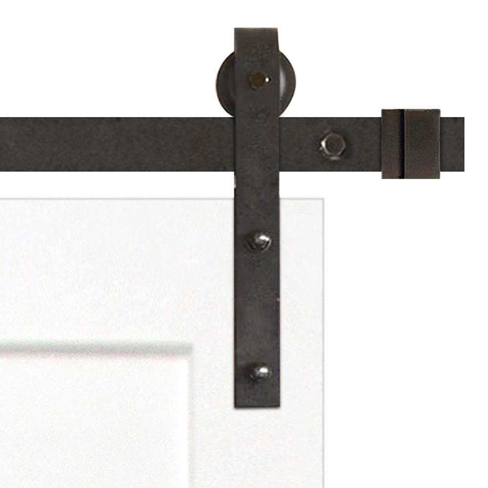 72 in. x 84 in. By-Part Prime 2-Panel Shaker Wood Sliding Barn Door with Bronze Hardware Kit - Super Arbor