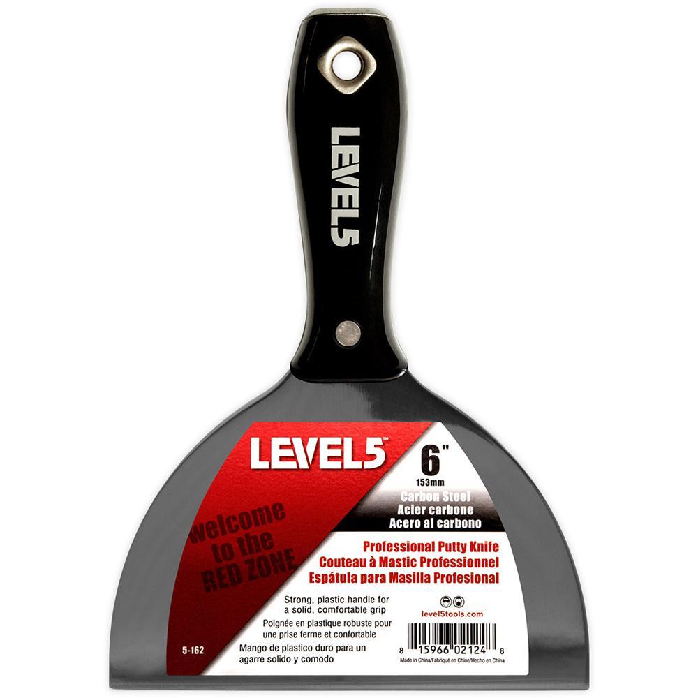 6 in. Black Carbon Steel Putty Knife with Plastic Handle Hammerend - Super Arbor