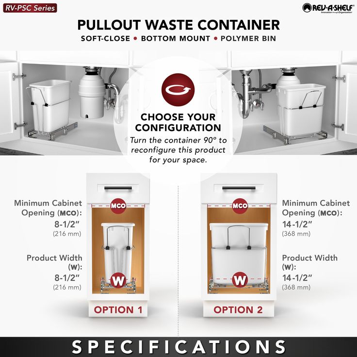 Rev-A-Shelf 20-Quart Plastic Soft Close Pull Out Trash Can