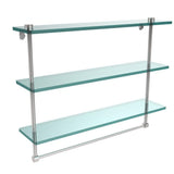 22 in. L  x 18 in. H  x 5 in. W 3-Tier Clear Glass Bathroom Shelf with Towel Bar in Satin Chrome - Super Arbor