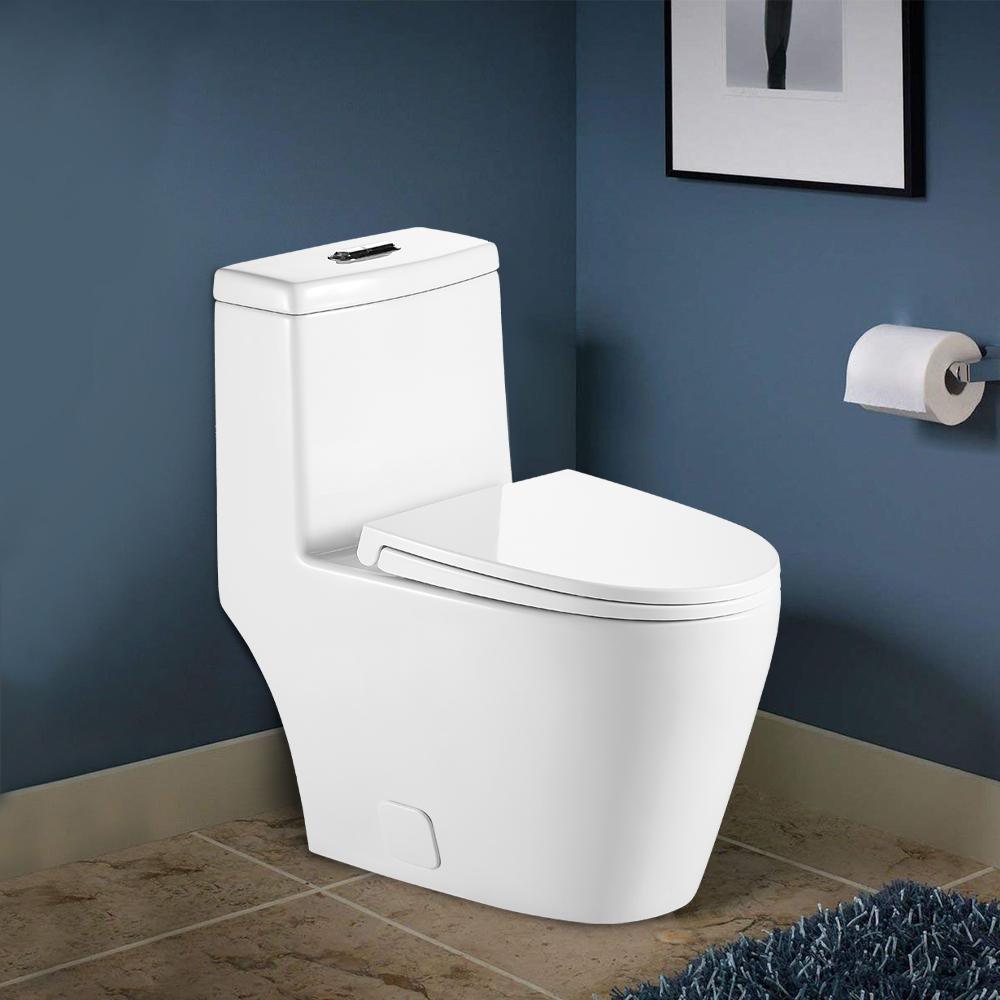12 in. Rough-In 1-Piece 0.8/1.2 GPF Dual Flush Round Toilet in White, Seat Included - Super Arbor