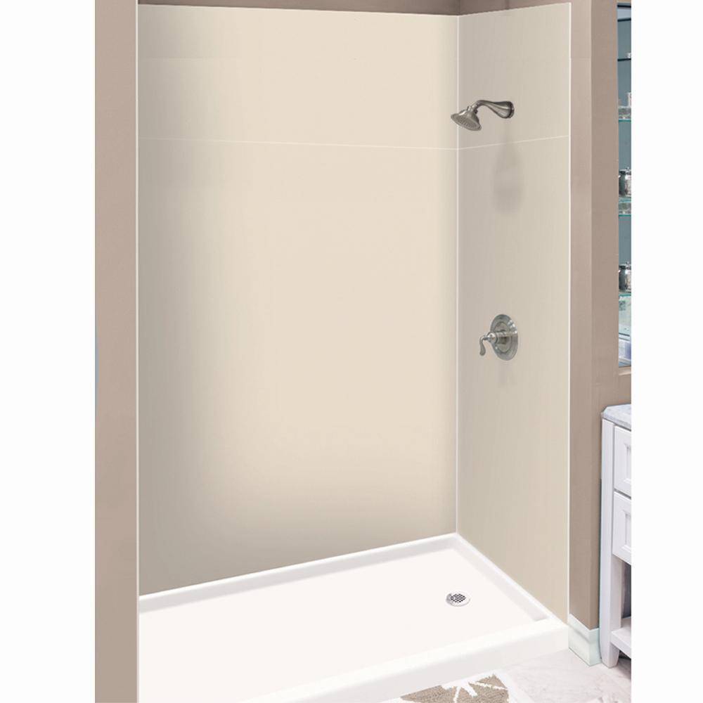 Expressions 36 in. x 60 in. x 72 in. 3-Piece Easy Up Adhesive Alcove Shower Wall Surround in White - Super Arbor